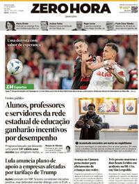 Capa do jornal Zero Hora 14/08/2025