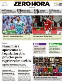 Capa do jornal Zero Hora 18/08/2025