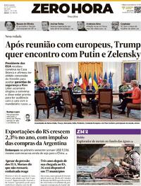 Capa do jornal Zero Hora 19/08/2025