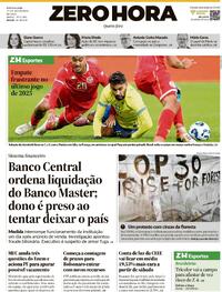 Capa do jornal Zero Hora 19/11/2025