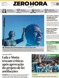 Capa do jornal Zero Hora 20/11/2025