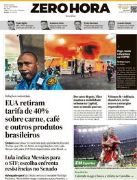 Capa do jornal Zero Hora 21/11/2025
