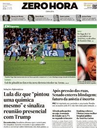 Capa do jornal Zero Hora 25/09/2025