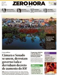 Capa do jornal Zero Hora 26/06/2025