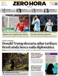 Capa do jornal Zero Hora 28/07/2025