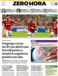Capa do jornal Zero Hora 29/05/2025