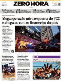 Capa do jornal Zero Hora 29/08/2025