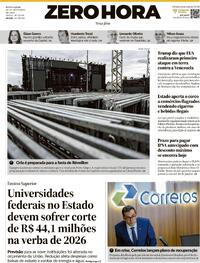 Capa do jornal Zero Hora 31/12/2025