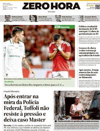 Capa do jornal Zero Hora 13/02/2026