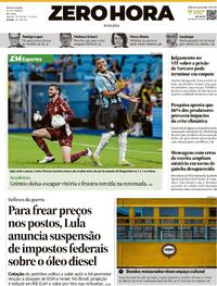 Capa do jornal Zero Hora 13/03/2026