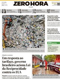 Capa Zero Hora 14/08/2026