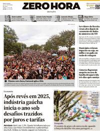 Capa do jornal Zero Hora 18/02/2026