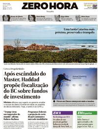 Capa do jornal Zero Hora 20/01/2026