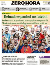 Capa Zero Hora 20/07/2026