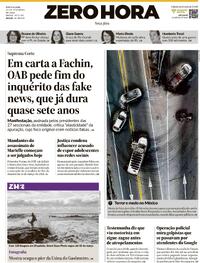 Capa do jornal Zero Hora 24/02/2026