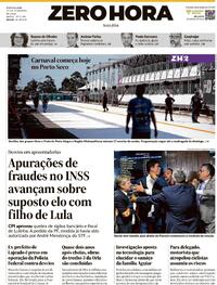 Capa do jornal Zero Hora 27/02/2026