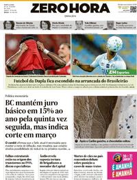Capa do jornal Zero Hora 29/01/2026