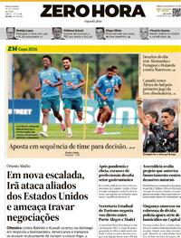 Capa Zero Hora 29/06/2026