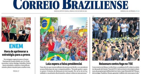 Capa Correio Braziliense Edição Sábado,15 De Outubro De 2022