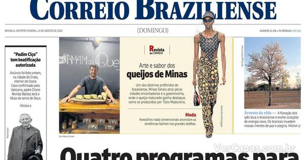 Capa Correio Braziliense Edição Domingo 21 de Agosto de 2022