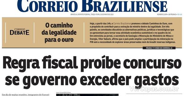 Capa Correio Braziliense Edição Terça,16 De Maio De 2023