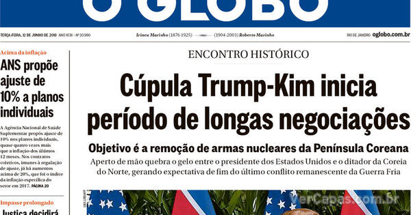 Capa O Globo Terça 12 De Junho De 2018