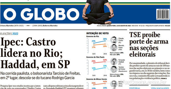 Capa O Globo Quarta31 De Agosto De 2022 0425