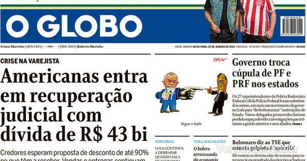 Capa O Globo Edição Sexta 20 De Janeiro De 2023